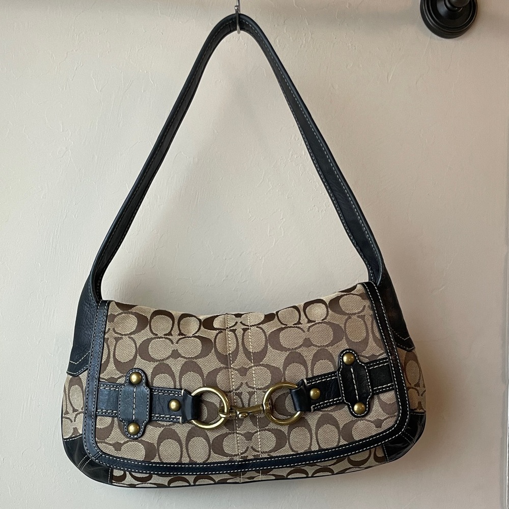 Coach Tan and Black Shoulder Bag